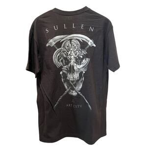 SULLEN Art Co Skull Sickle Graphic Print T-Shirt Black Large Reaper Tattoo Ink